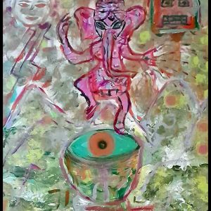 Abstract Dancing Ganesha – Hand-Painted Acrylic on Canvas