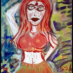 Abstract Goddess-Inspired Woman – Hand-Painted Acrylic on Canvas